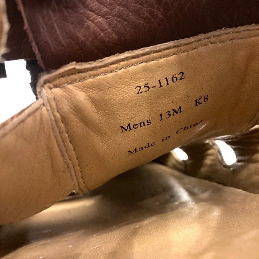 Johnston & Murphy Fisherman Sandals Sheepskin Leather Mens 13 M Brown Hook Loop